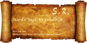 Surányi Kristóf névjegykártya